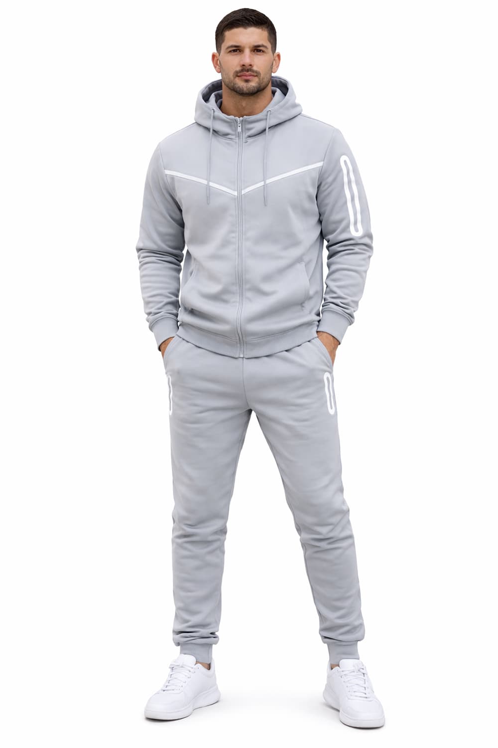 Active Star Men's Grey Hooded Tracksuit