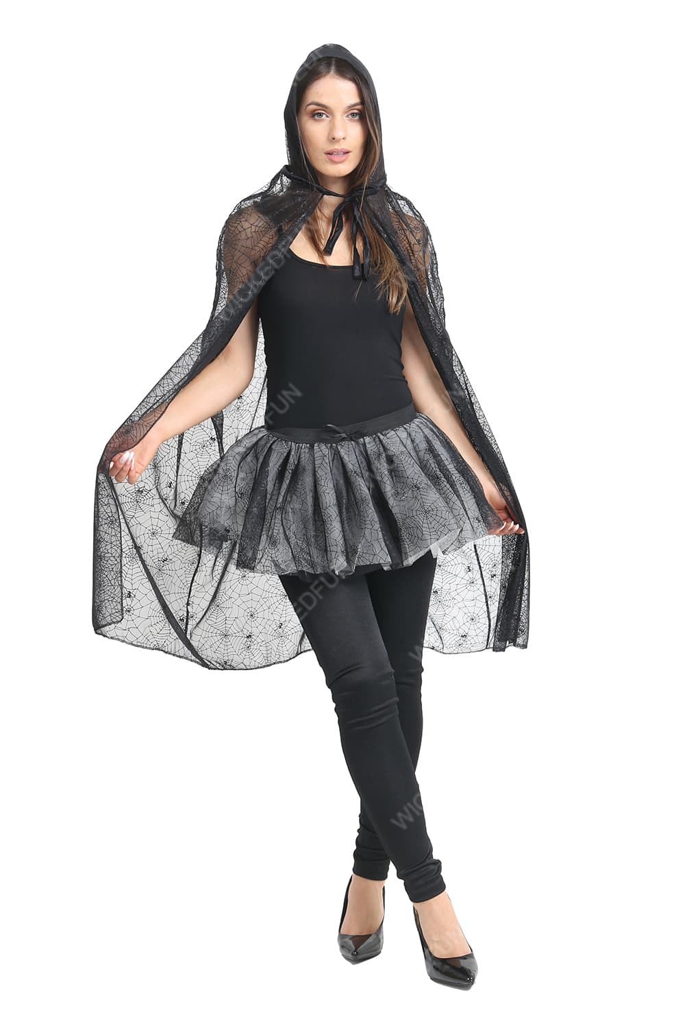 Adult Black Spider Hooded Cape