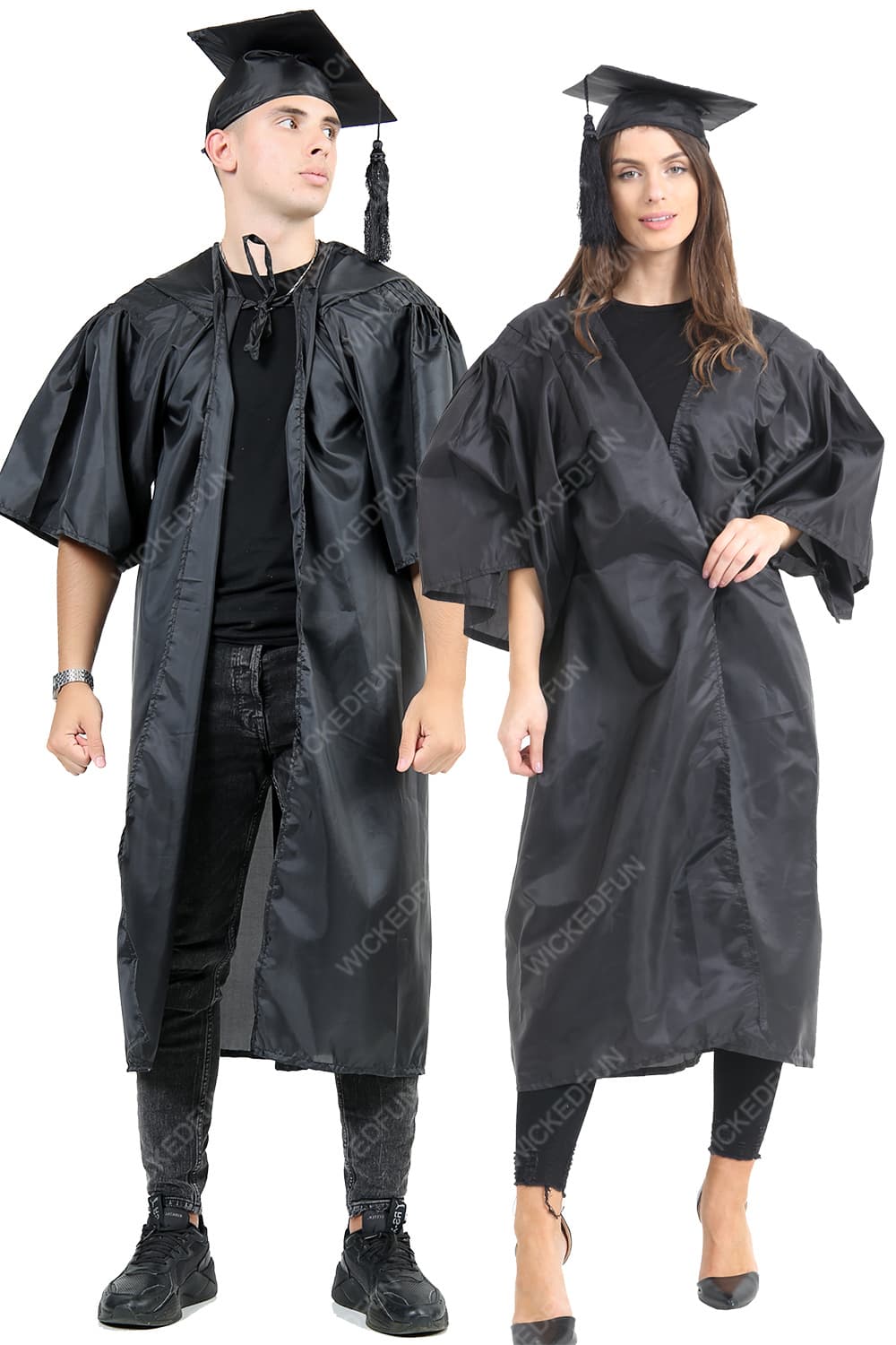 Wickedfun Bachelor BA Graduation Gown Mortar Board Mortarboard Cap University Pleated Robe