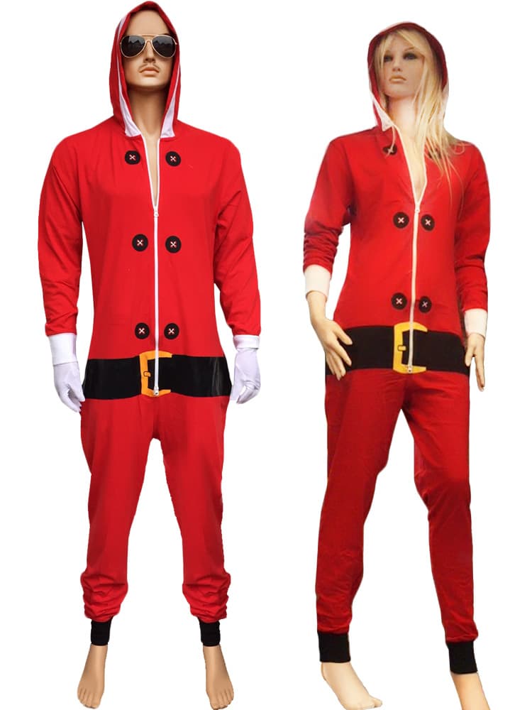 Wickedfun Adult Red Santa Onesie Costume