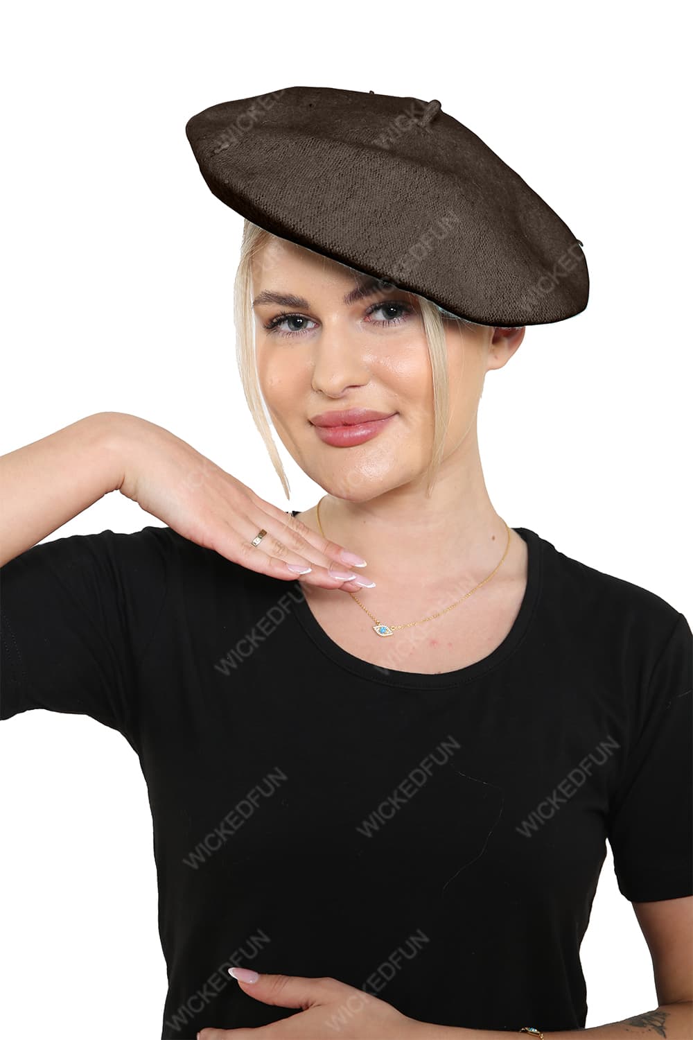 Wickedfun Brown Beret Hat