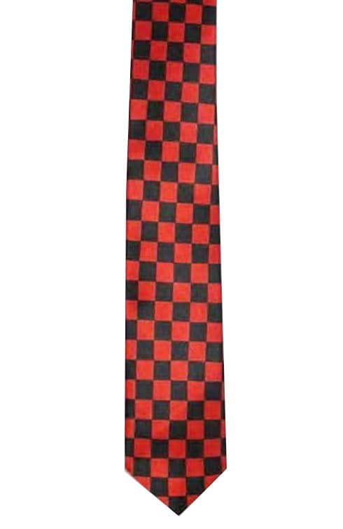 Wickedfun Black and Red Checkered Neck Tie