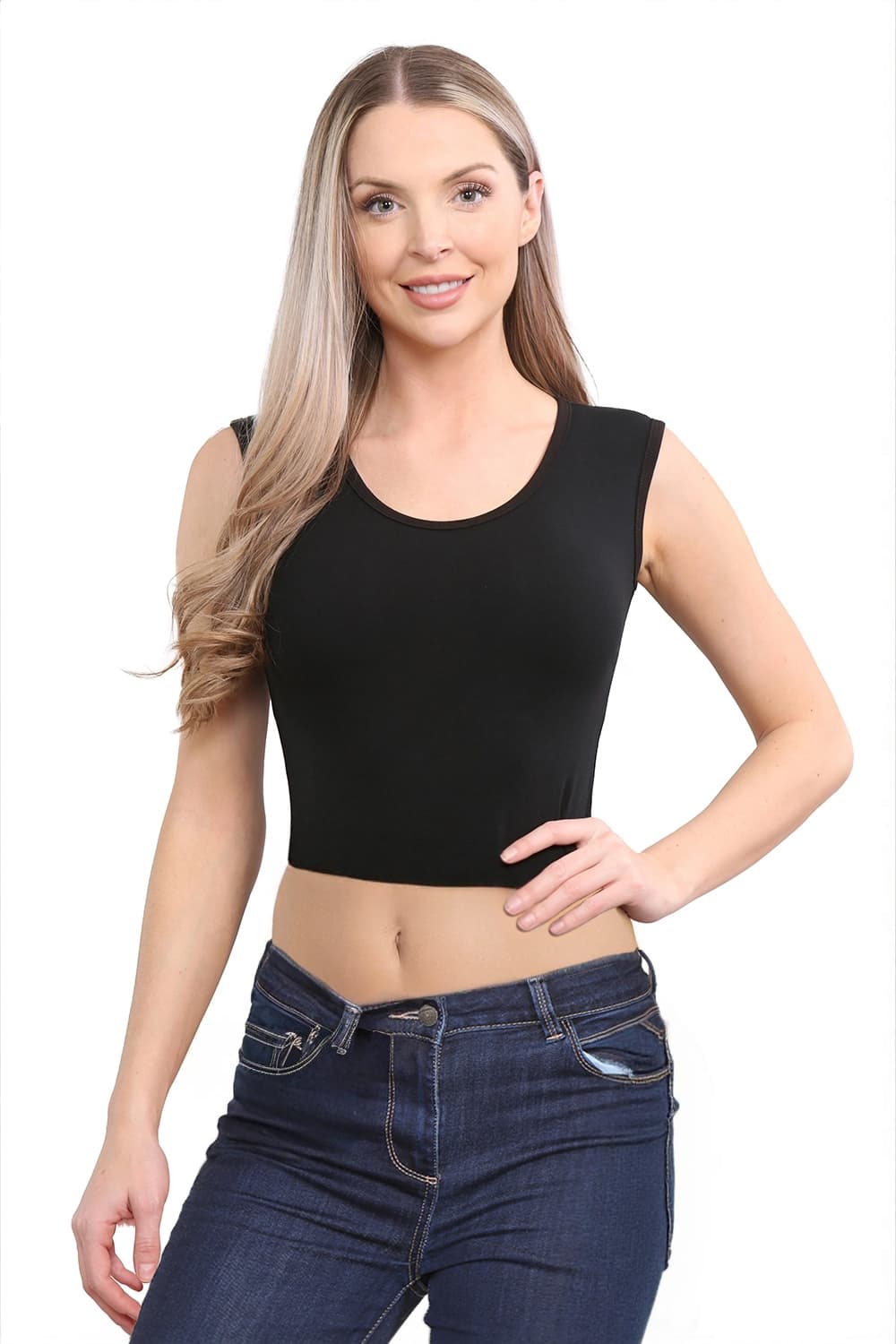 Crazy Chick Adult Sleeveless Black Crop Top