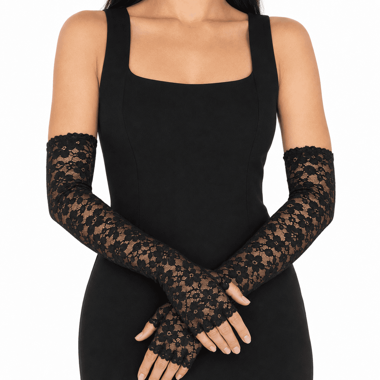 Black Long Lace Gloves