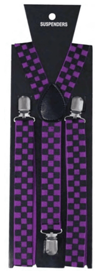 Wickedfun Black/Purple Checkered Printed Braces (2.5 cm)