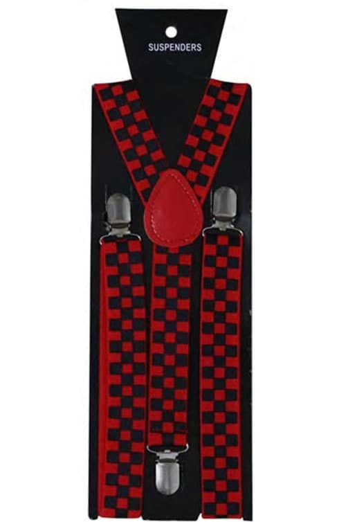 Wickedfun Black/Red Checkered Printed Braces (2.5 cm)