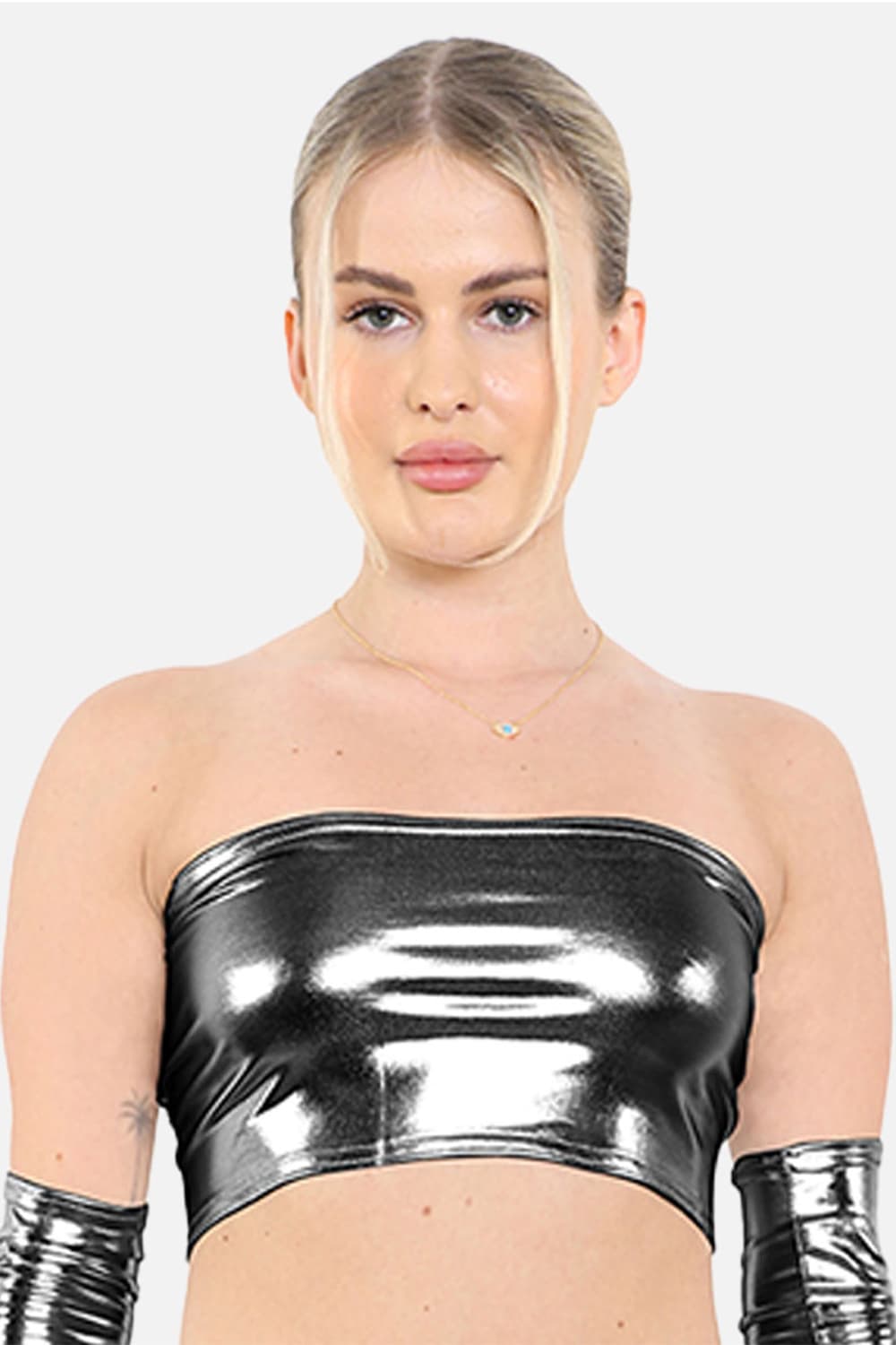 Crazy Chick Adult Black Shiny Boob Tube