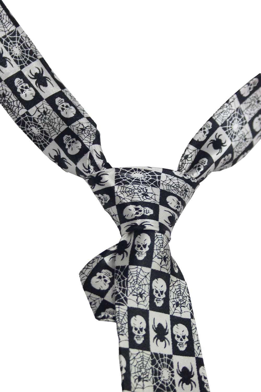 Wickedfun Black Spider and Skull Neck Tie