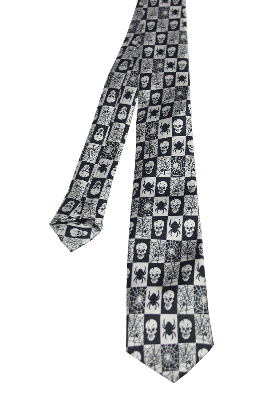 Wickedfun Black Spider and Skull Neck Tie