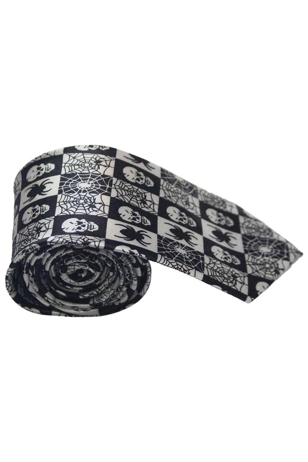 Wickedfun Black Spider and Skull Neck Tie