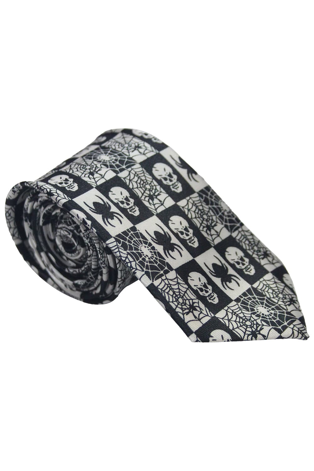 Wickedfun Black Spider and Skull Neck Tie