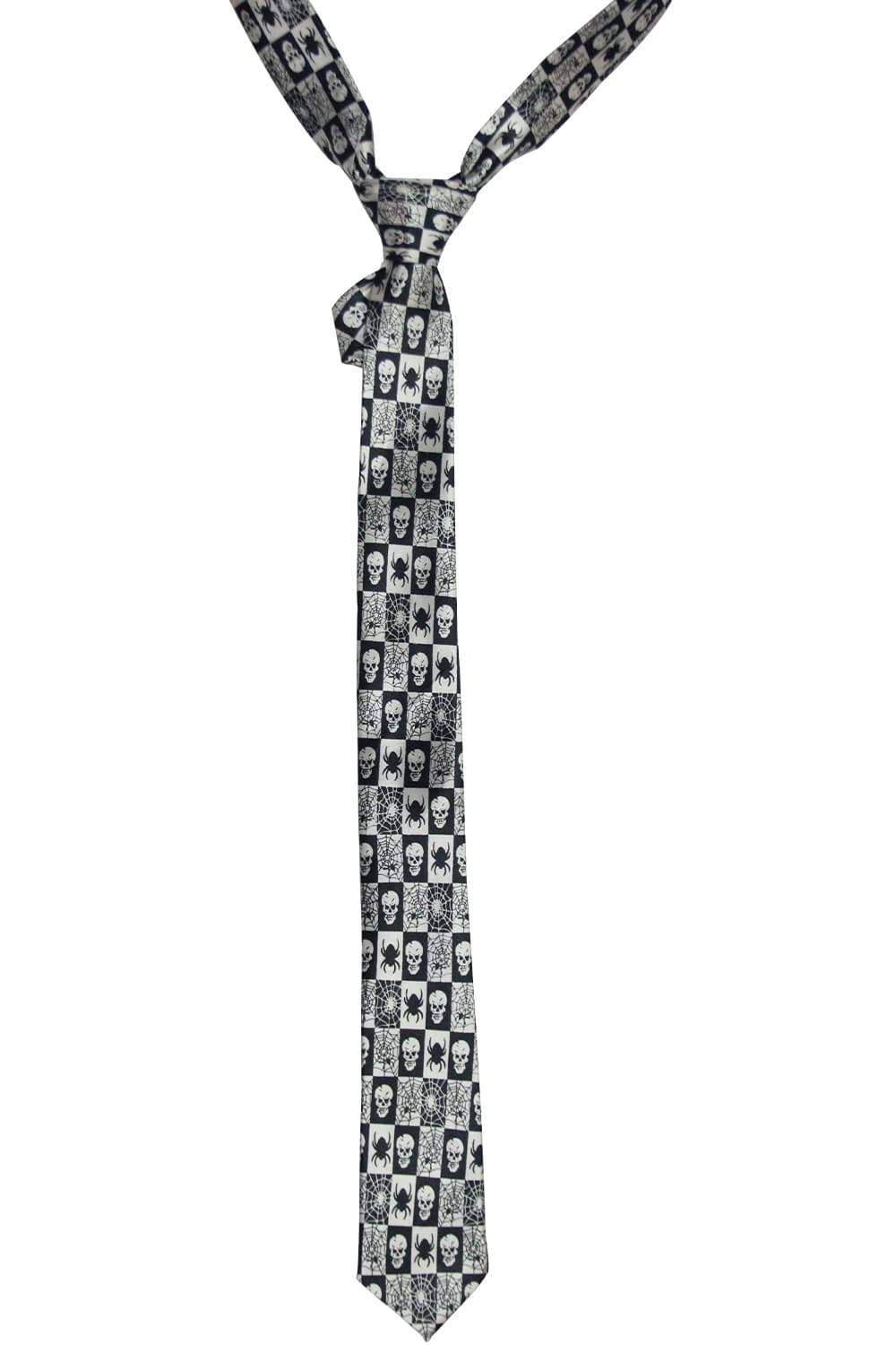 Wickedfun Black Spider and Skull Neck Tie