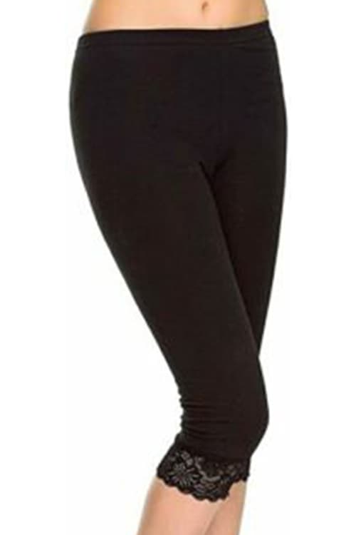Adult Black Trim Lace Leggings 3/4 length