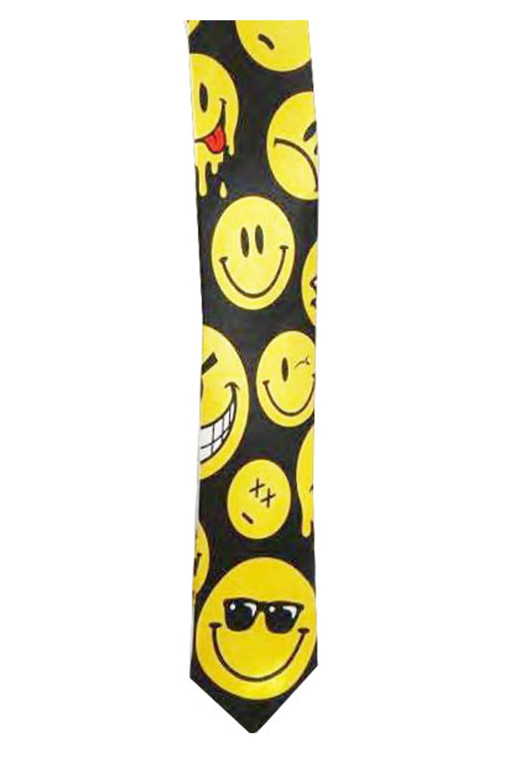 Wickedfun Black and Yellow Smiley Face Neck Tie