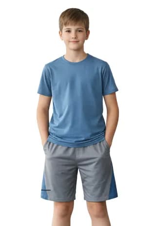 Boys Blue T-Shirt and Grey Shorts Set