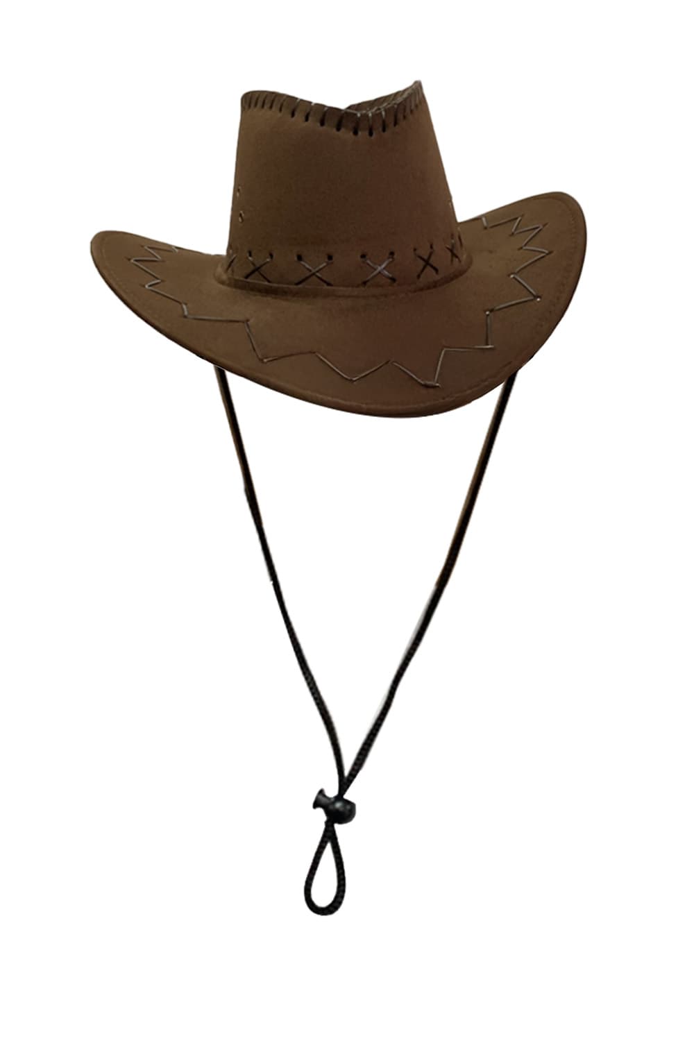 Wickedfun Brown Leather Look Cowboy Hat