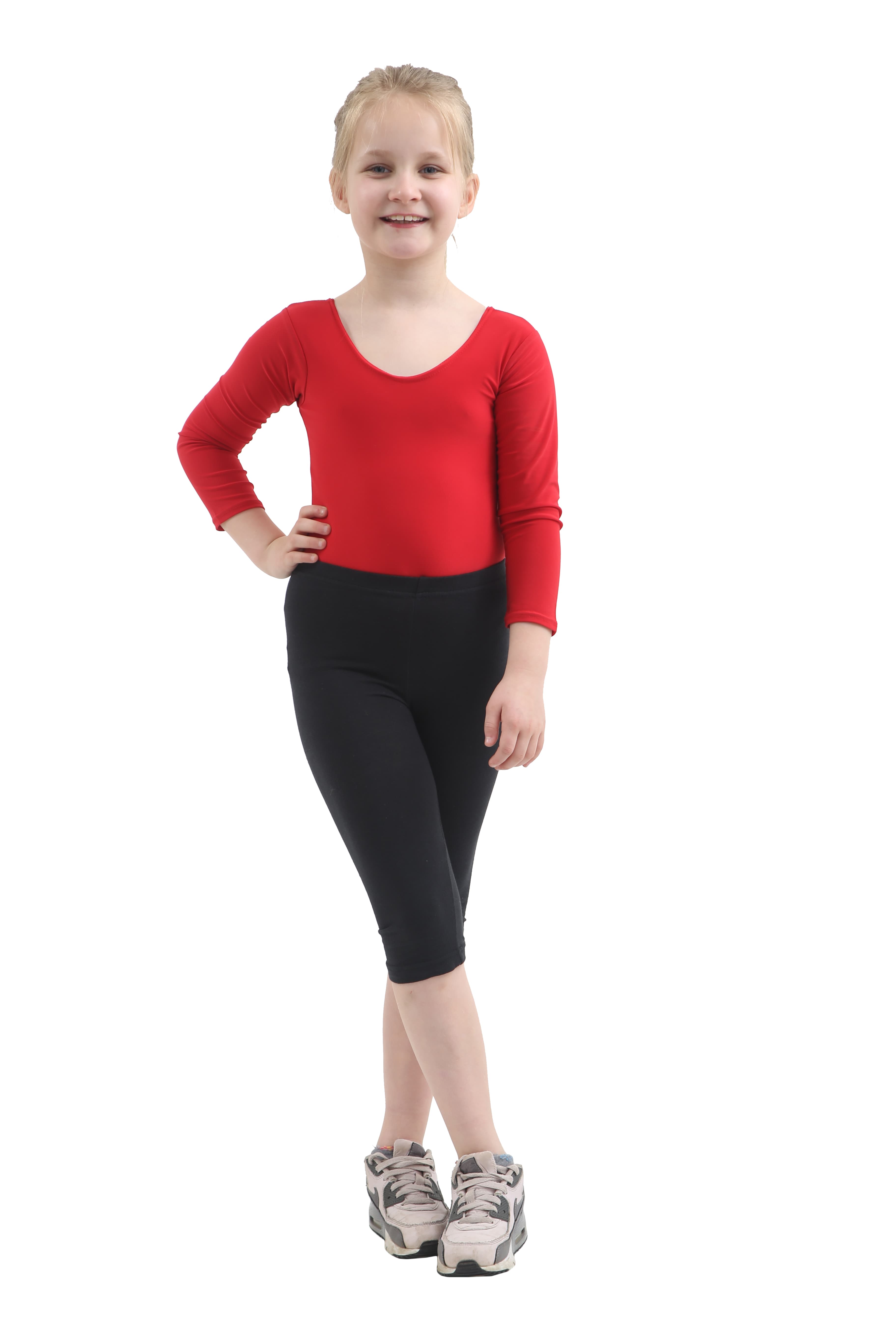 Crazy Chick Girls Black Cotton Leggings 3/4 Length