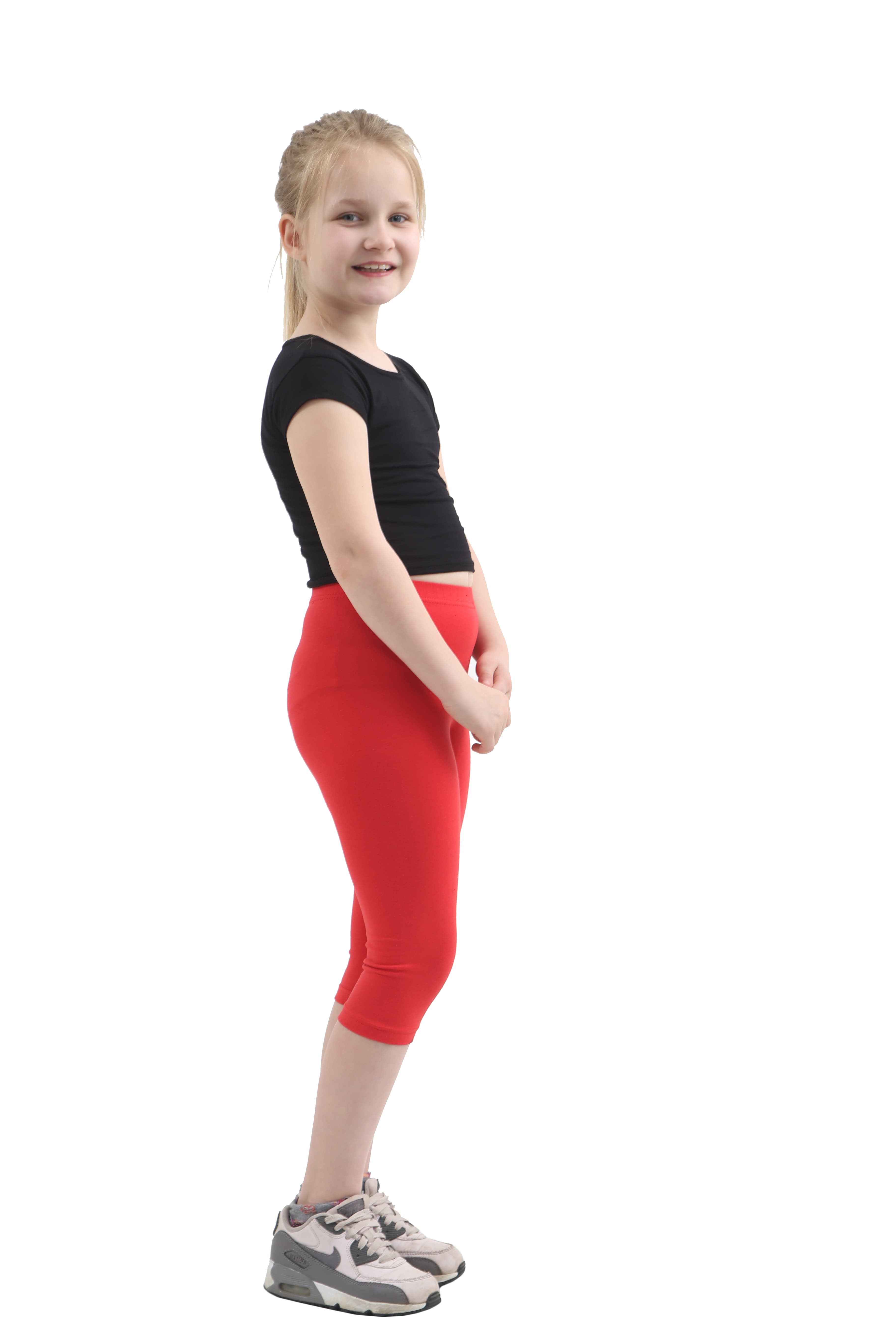 Crazy Chick Girls Red Cotton Leggings 3/4 Length
