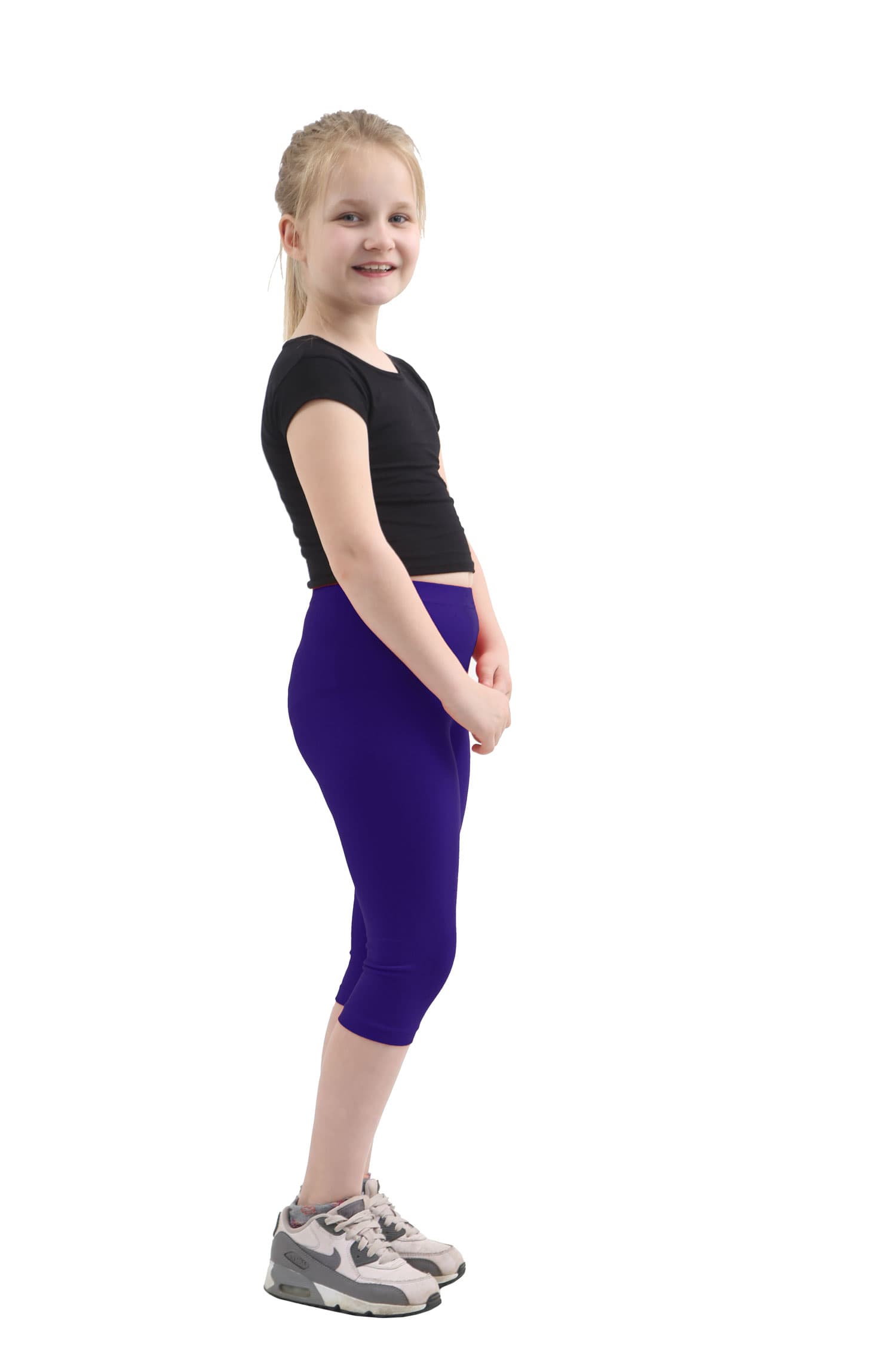 Crazy Chick Girls Navy Cotton Leggings 3/4 Length