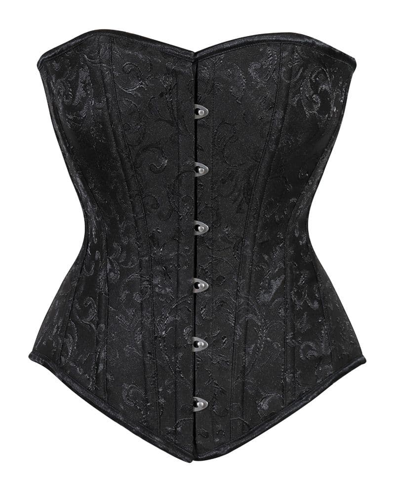 Crazy Chick Black Brocade Corset with Busk