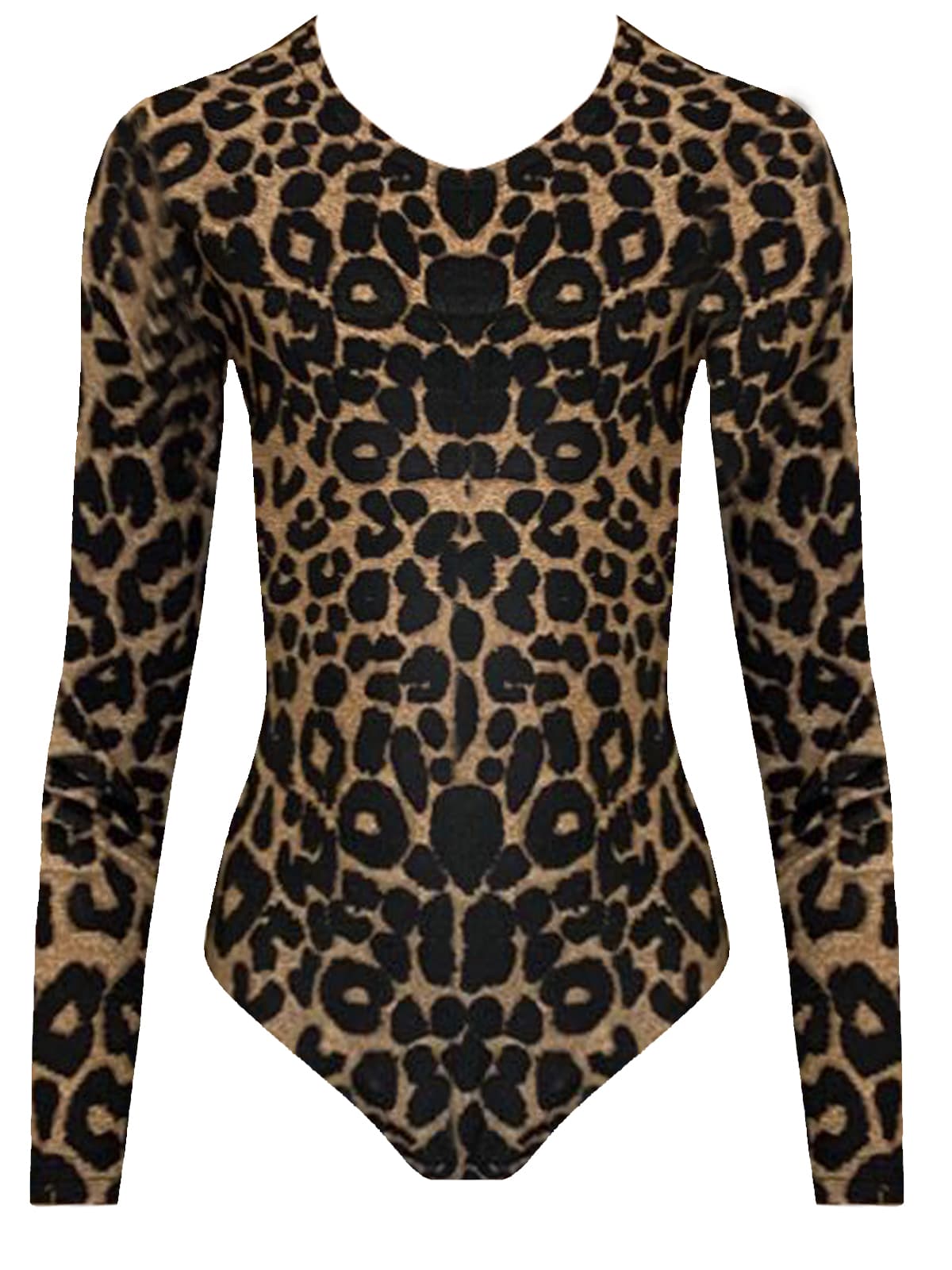 Crazy Chick Girls Microfibre Leopard Print Full Sleeve Leotard