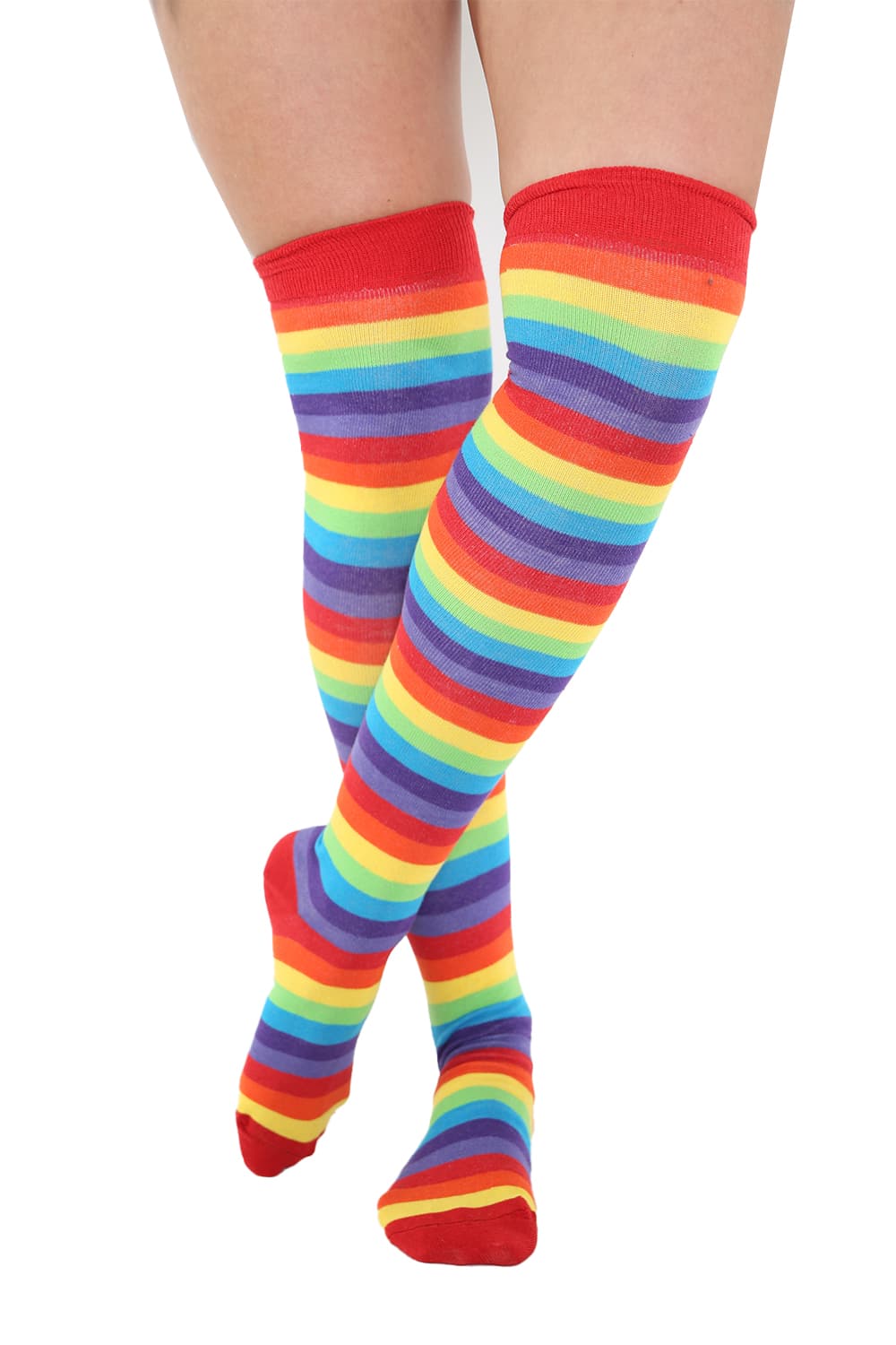 Crazy Chick Rainbow Stripe OTK Socks