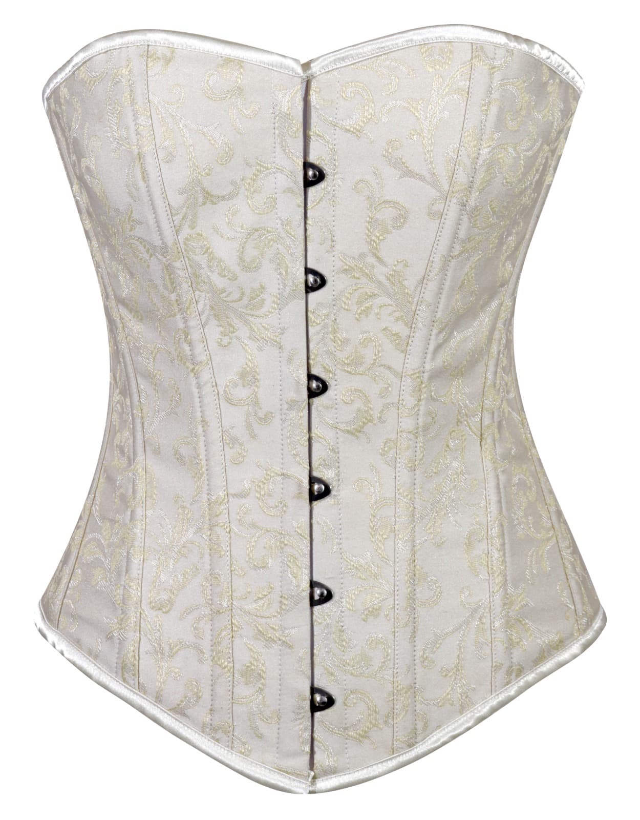 Crazy Chick White Brocade Corset with Busk