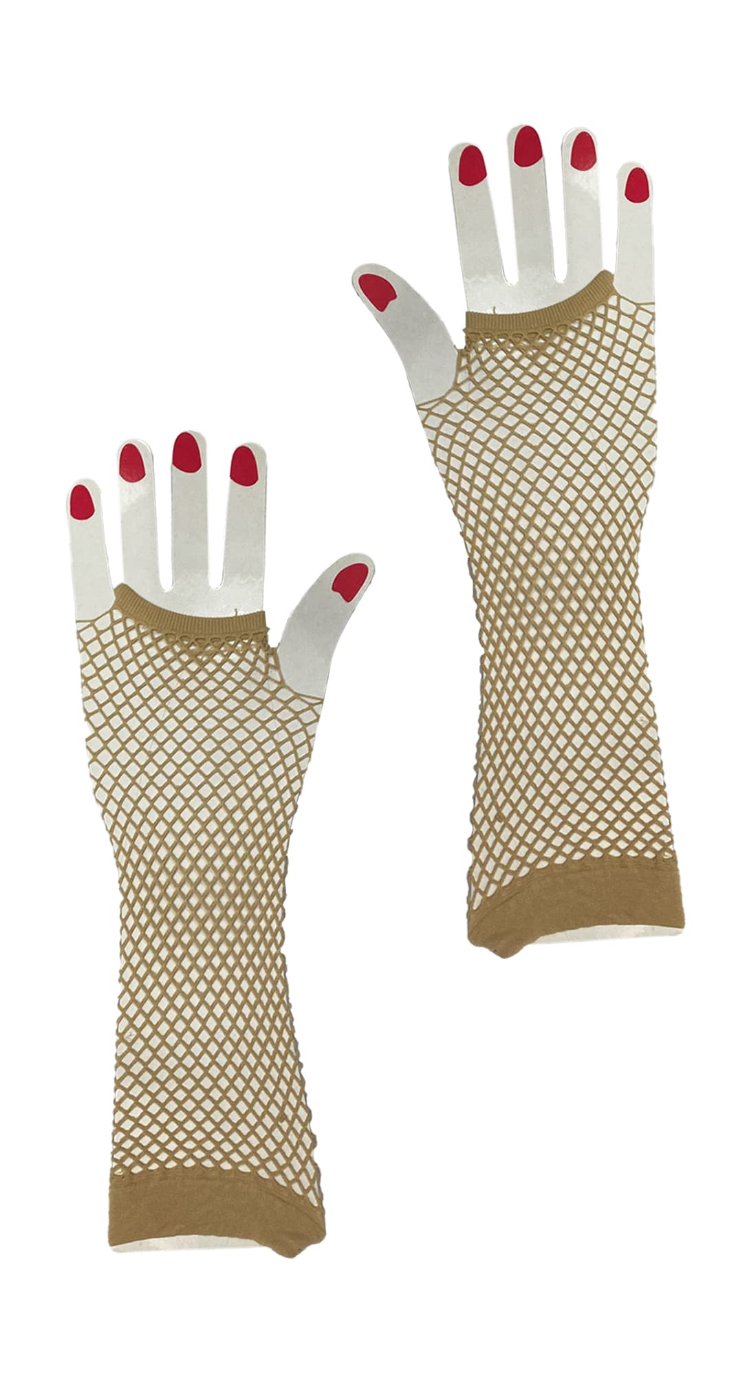 Wickedfun Cream Long Fishnet Gloves