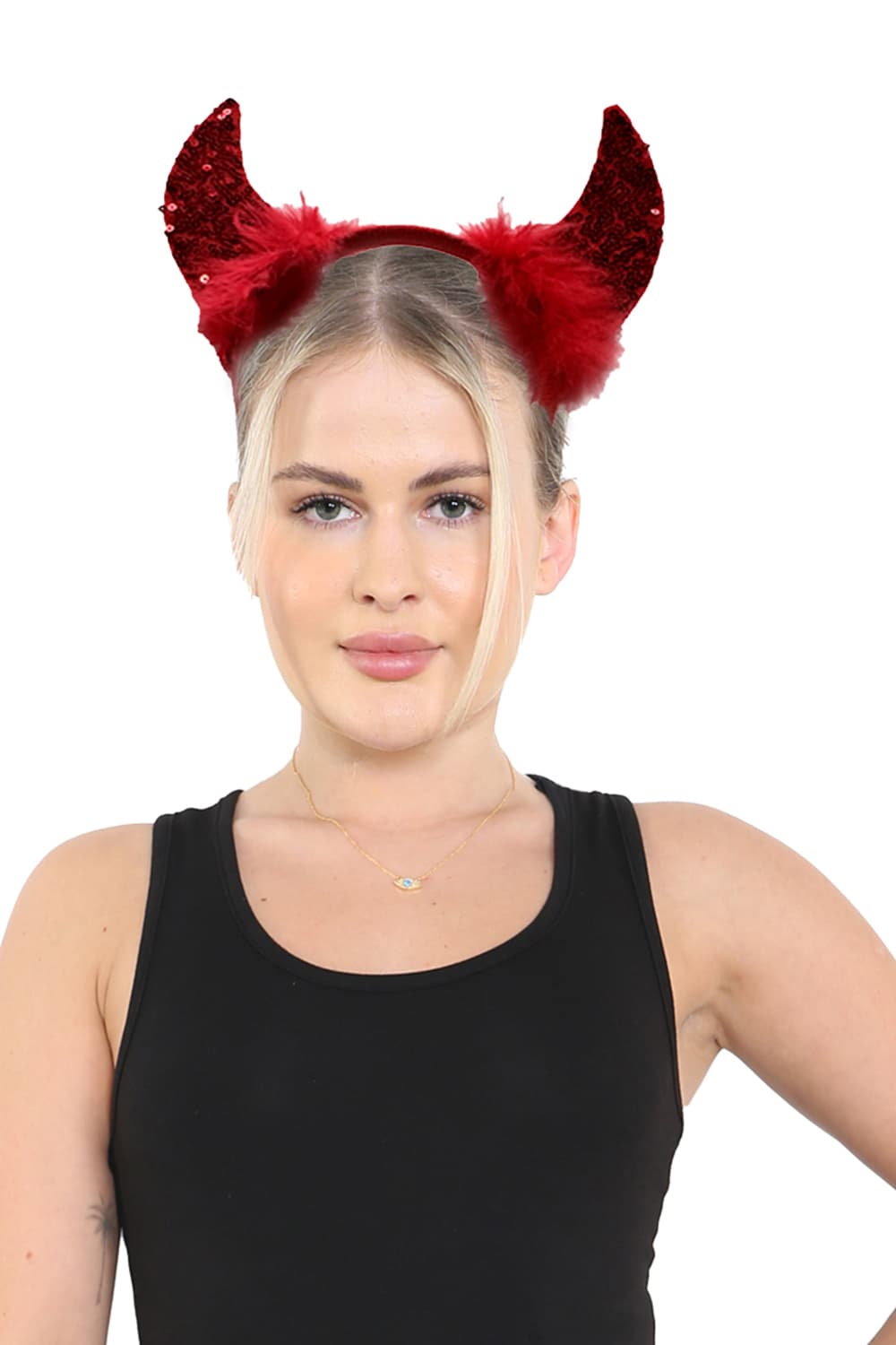 Wickedfun Red Sequin Devil Horns With Headband