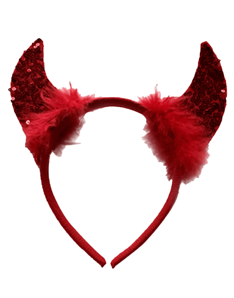 Wickedfun Red Sequin Devil Horns With Headband