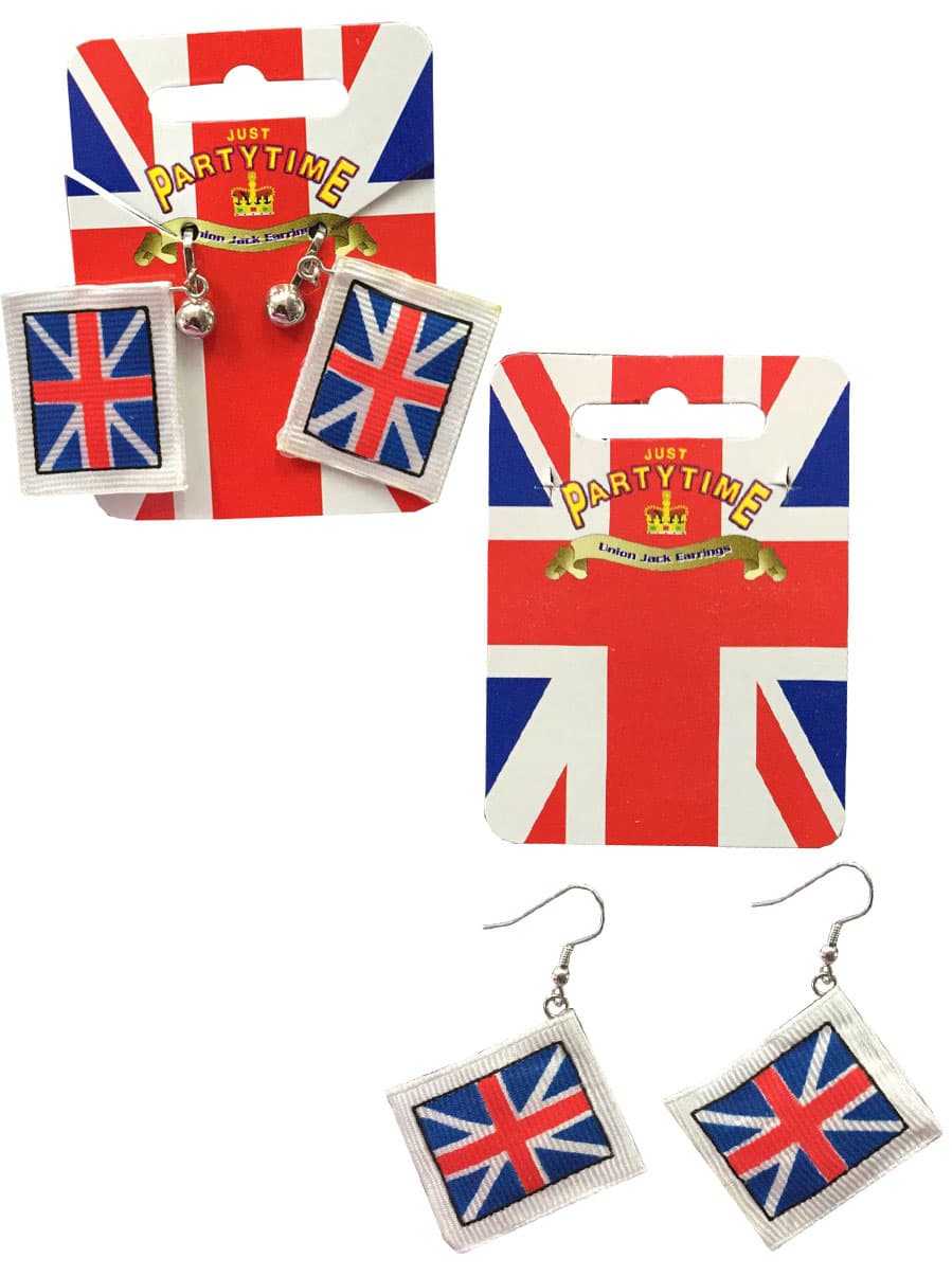 Union Jack Great Britain Earrings 2 Assorted (Pack of 12)
