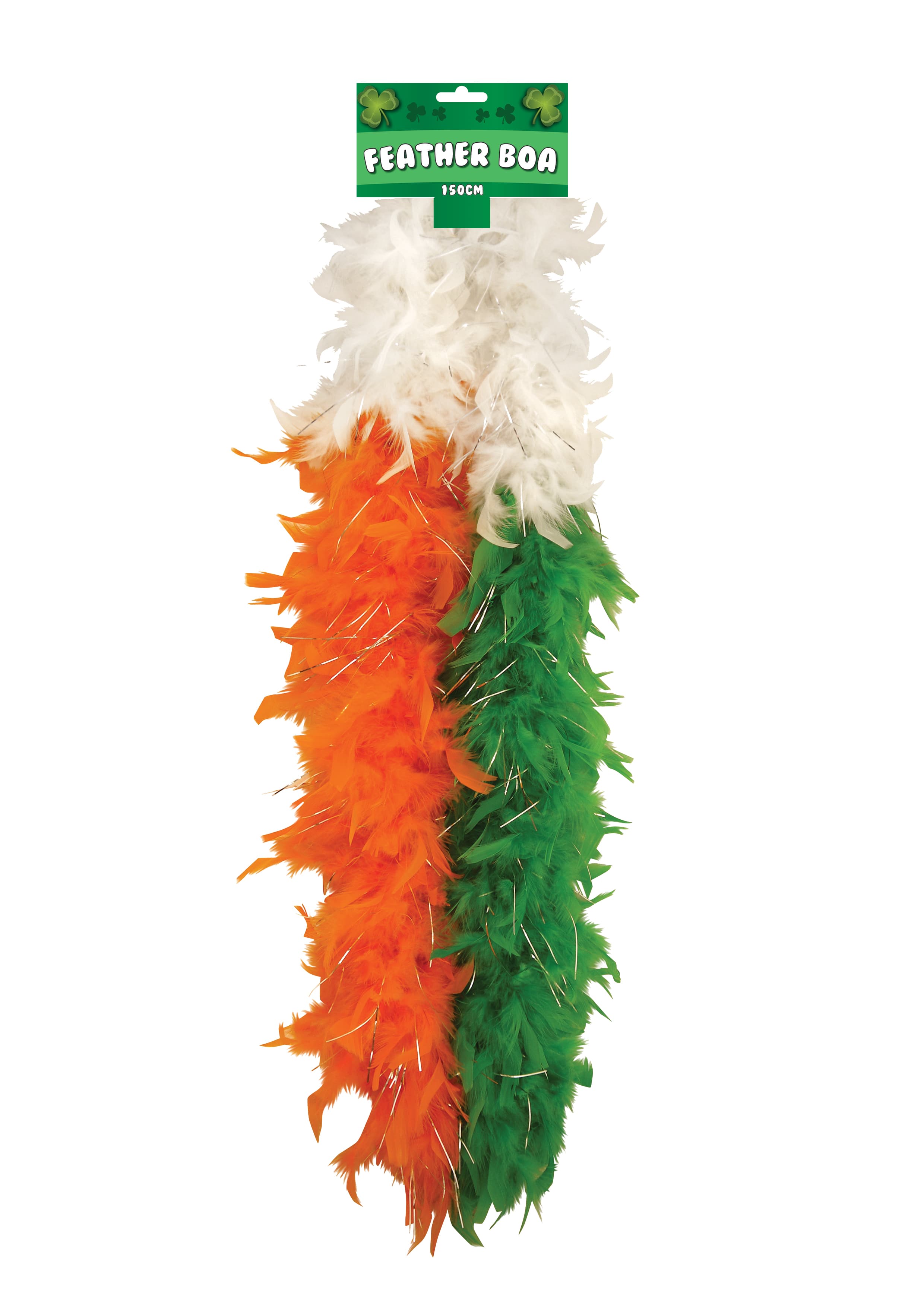 Wickedfun Feather Boa 150cm Irish Tri Colour W/tinsel