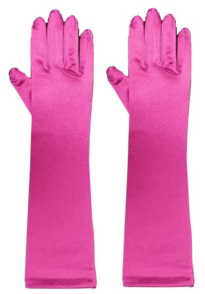 Wickedfun Fuchsia Long Satin Gloves