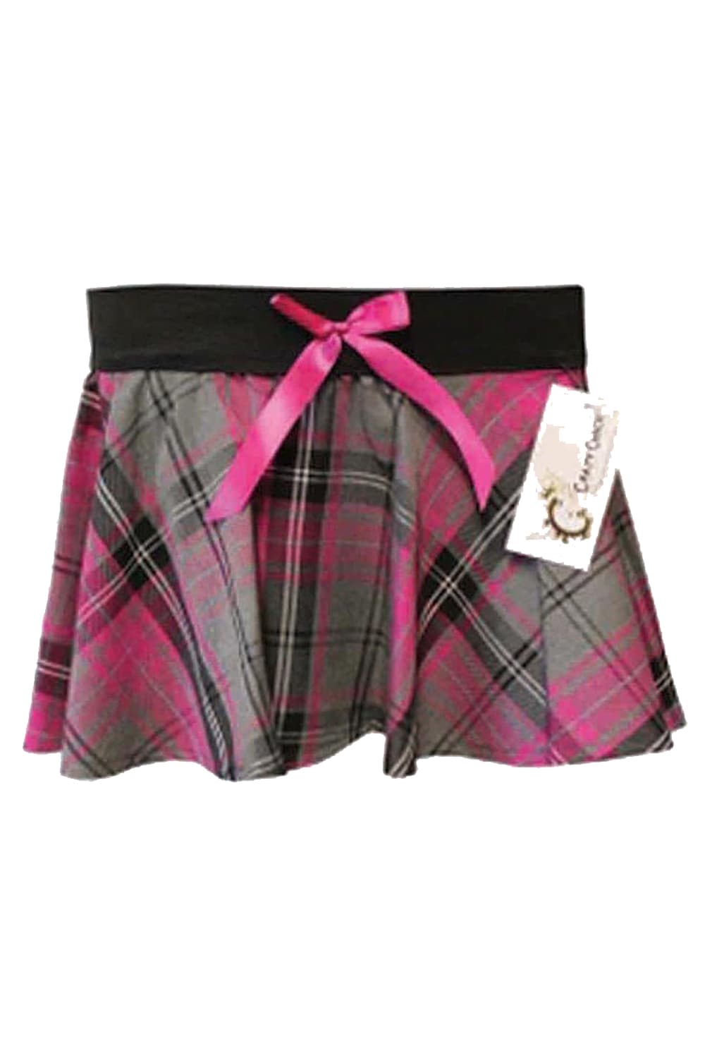 Crazy Chick Girls Bow Tartan Skirt Pink