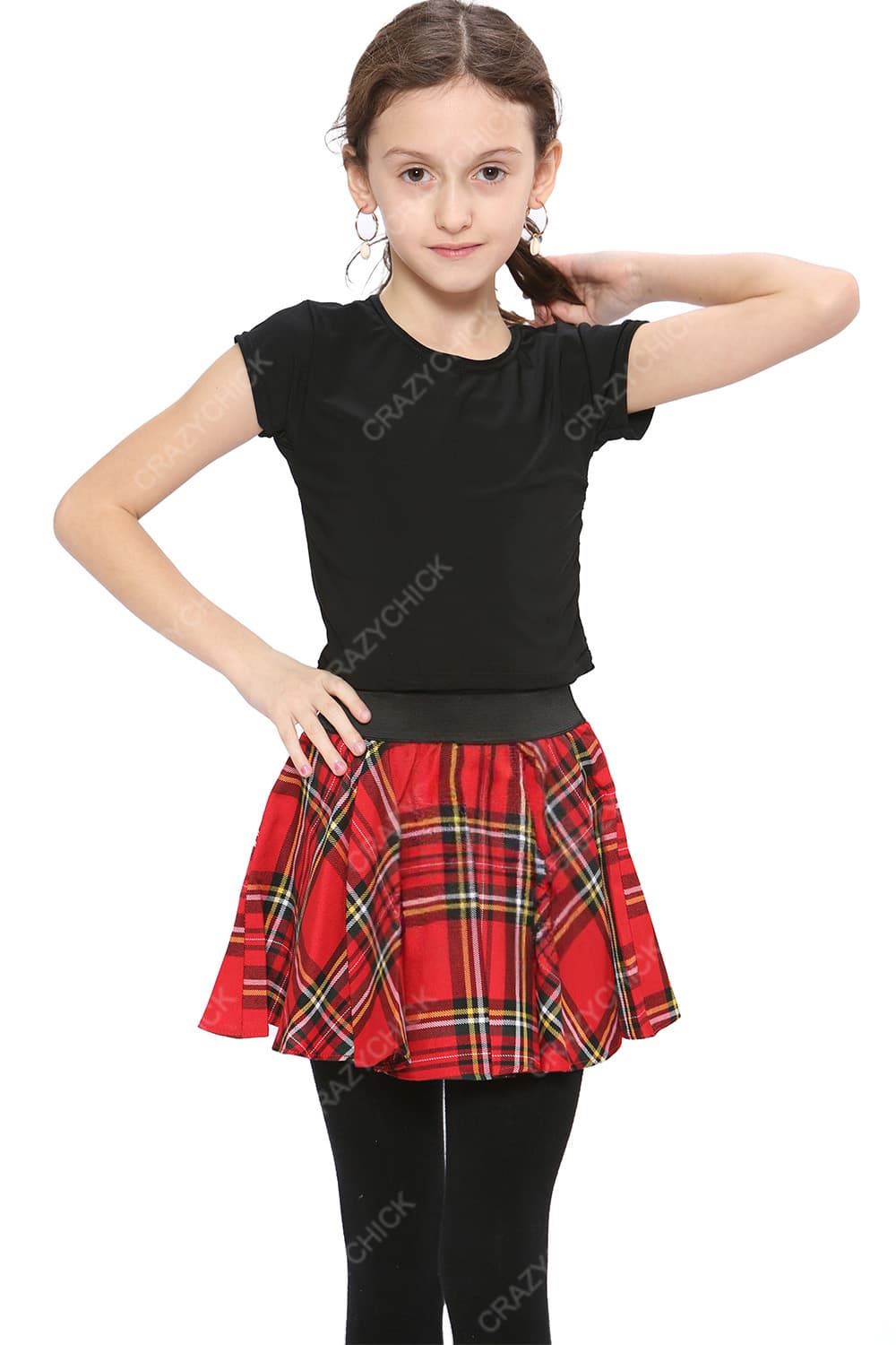 Crazy Chick Girls Tartan Skirt Red
