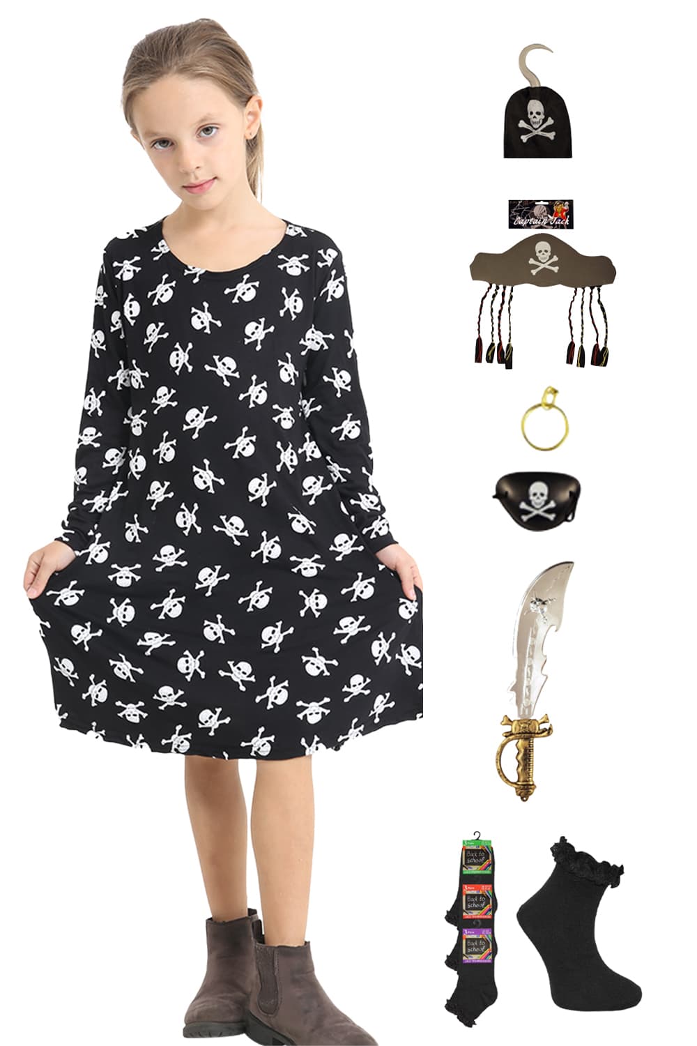 Wickedfun Girls Halloween Pirate 7 Pcs Set