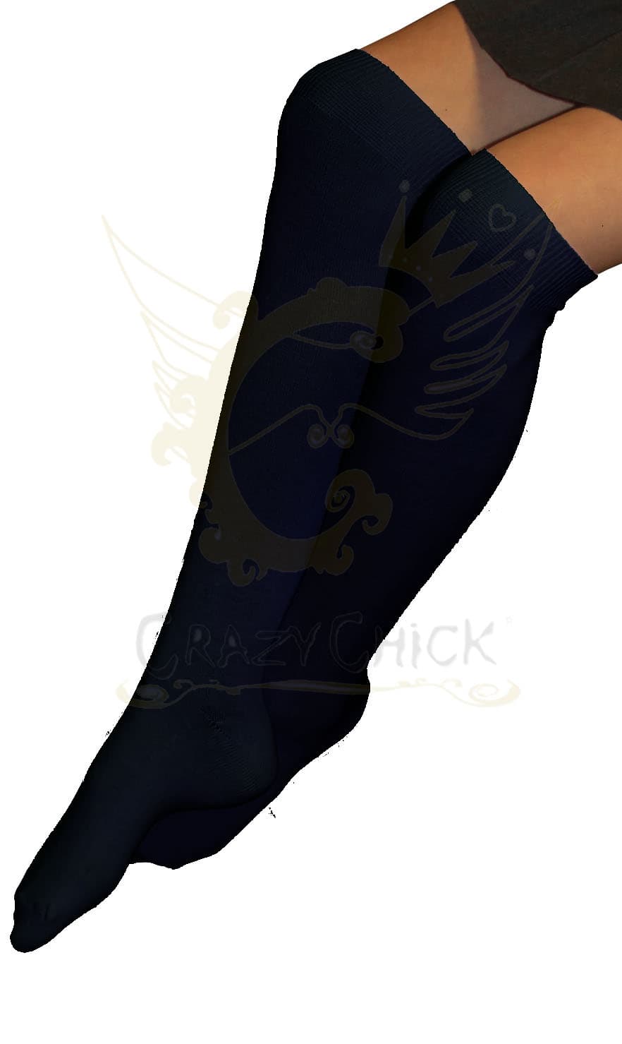 Crazy Chick Girls Knee High Socks Navy (3pairs)