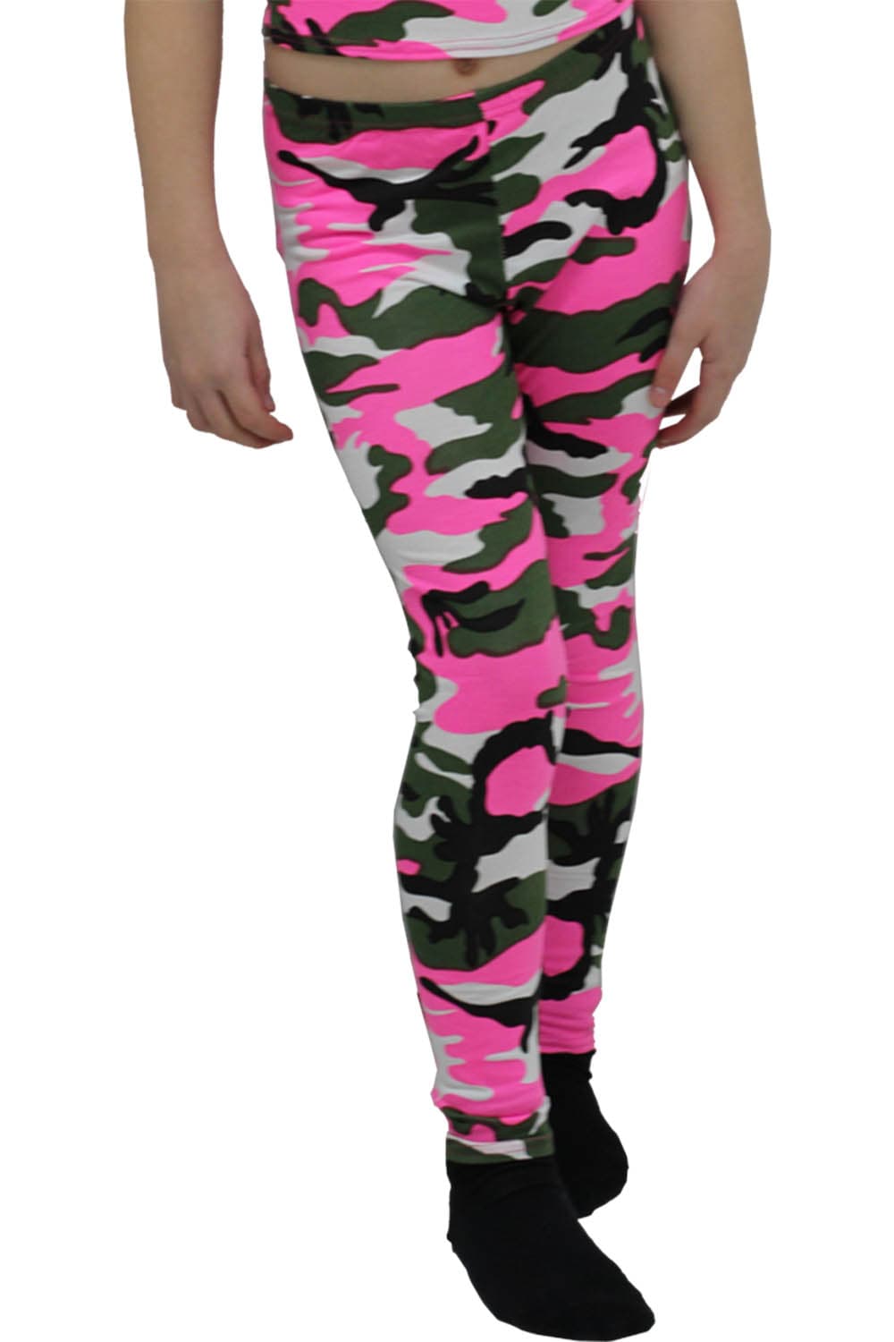 Crazy Chick Girls Pink and Green Camouflage Leggings