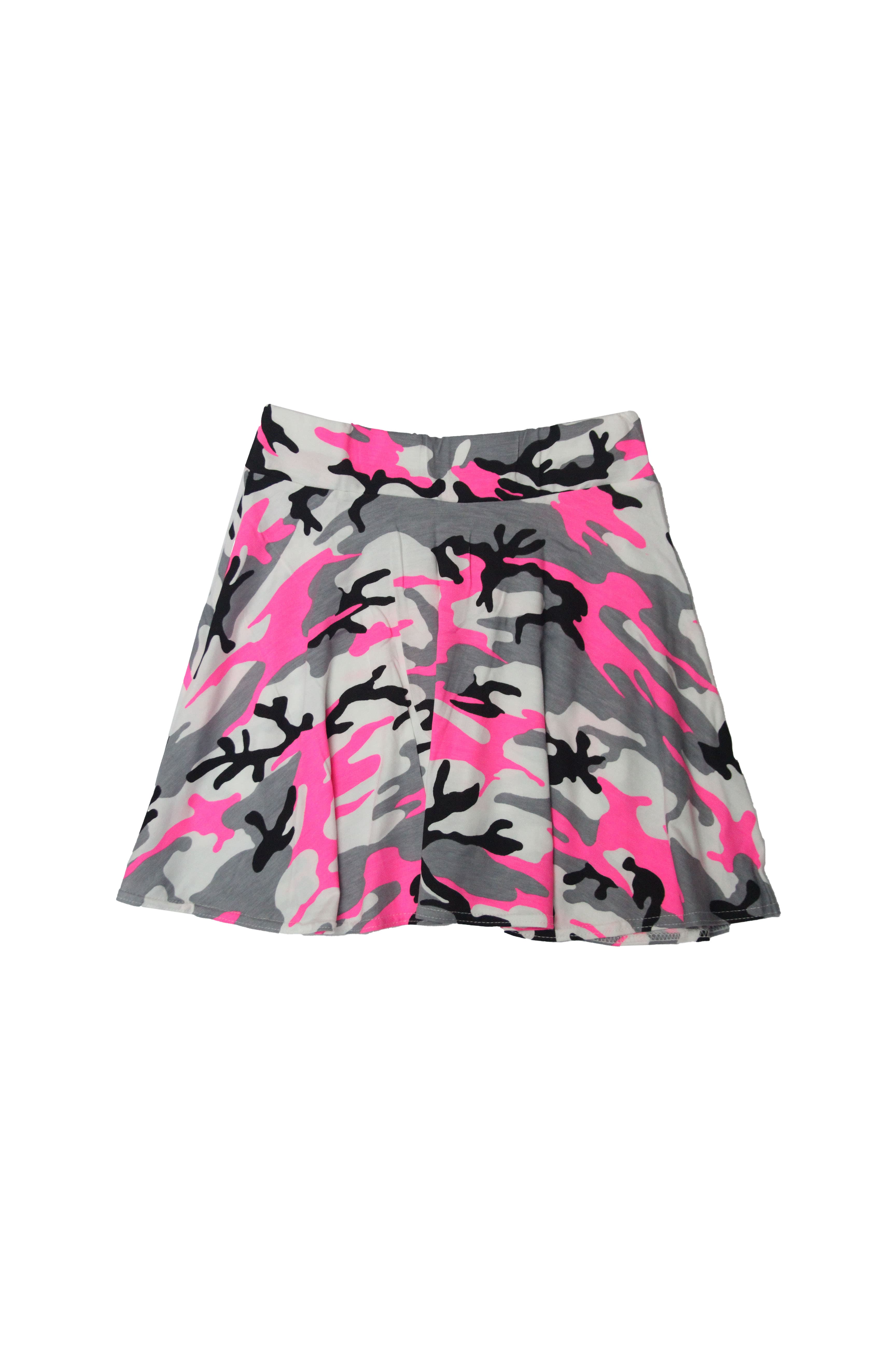 Crazy Chick Girls Pink Camouflage Skater Skirt