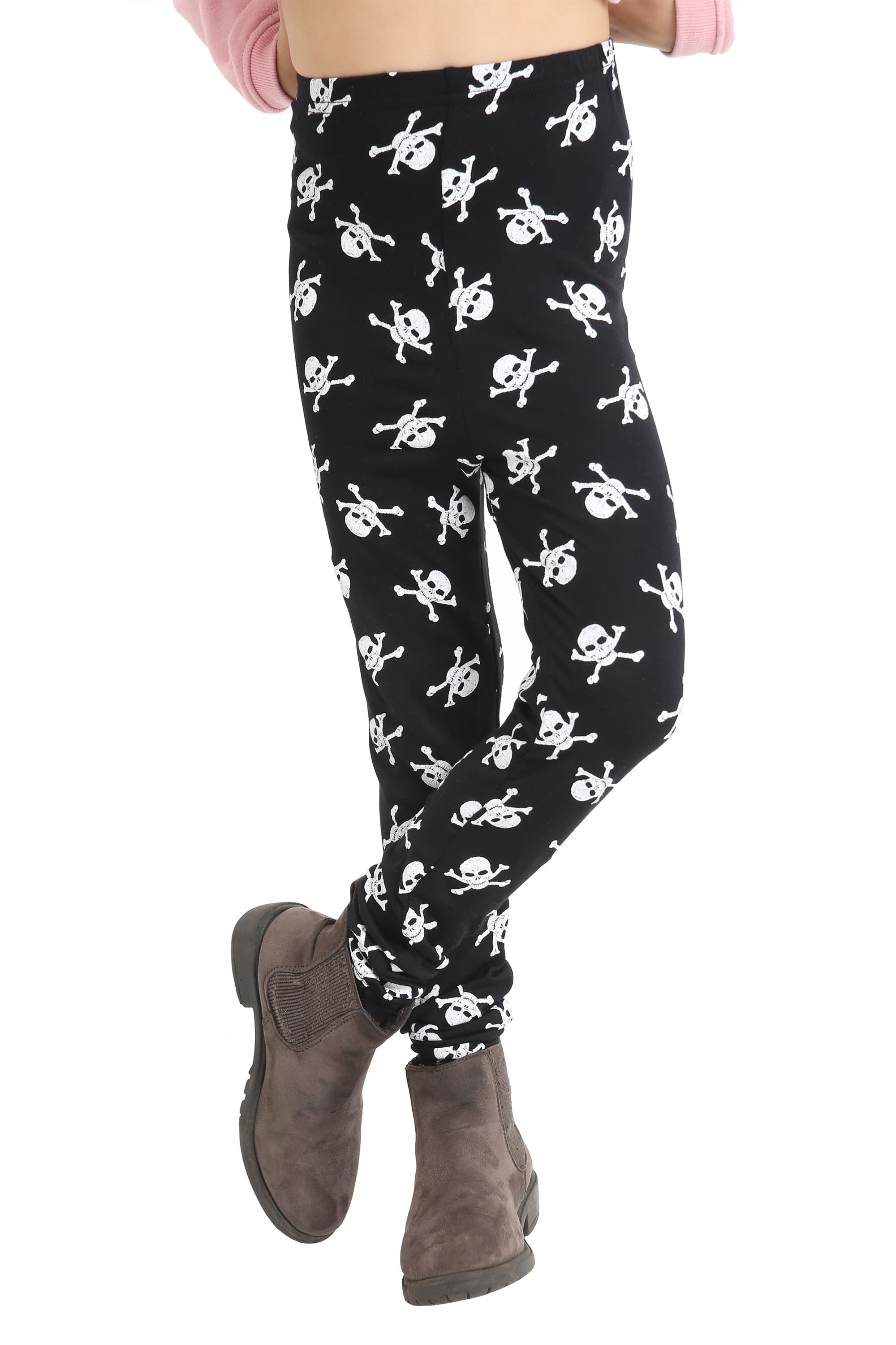 Crazy Chick Girls Skull Printed Black Leggings