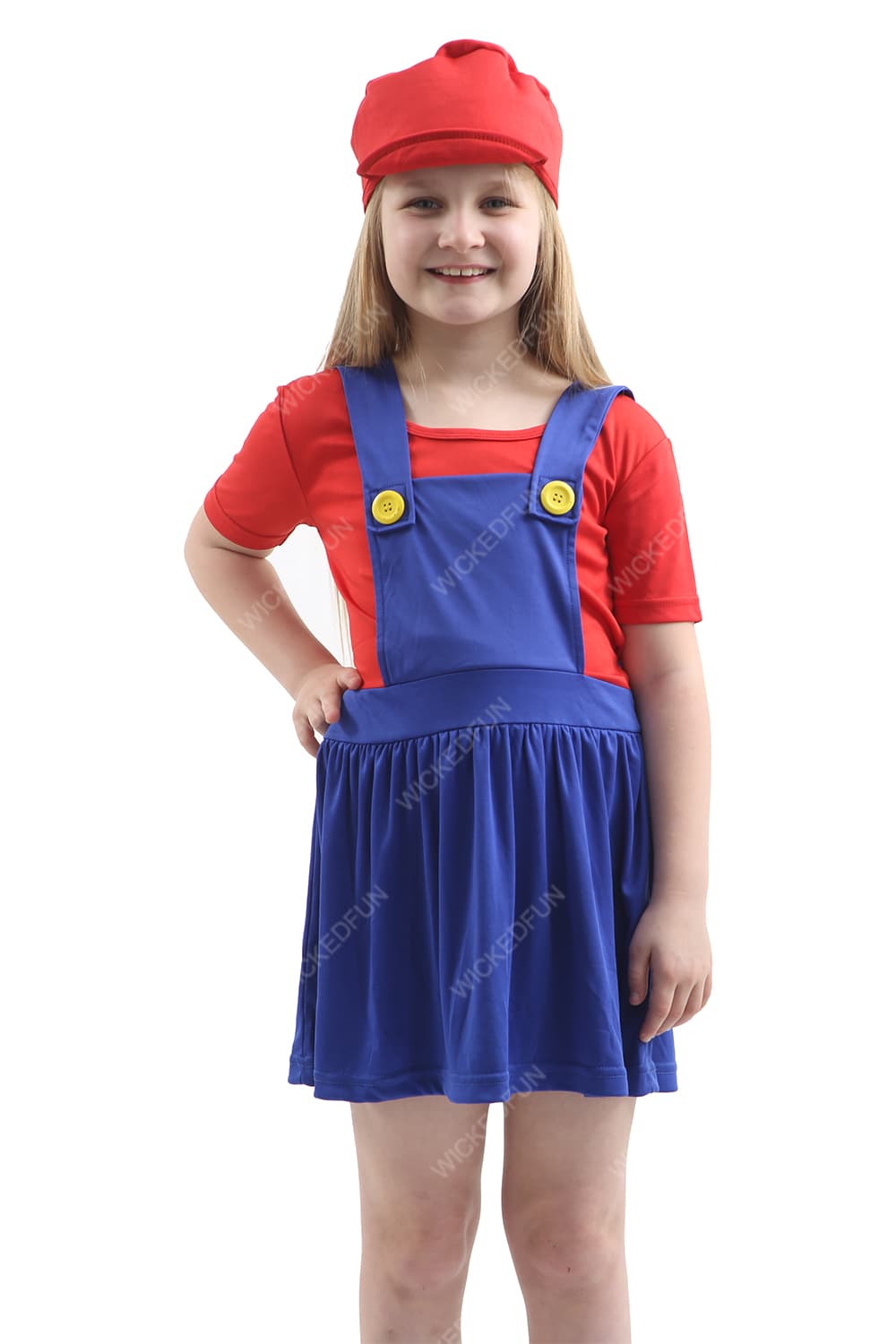 Wickedfun Girls Super Plumber Bro Red/Blue Costume