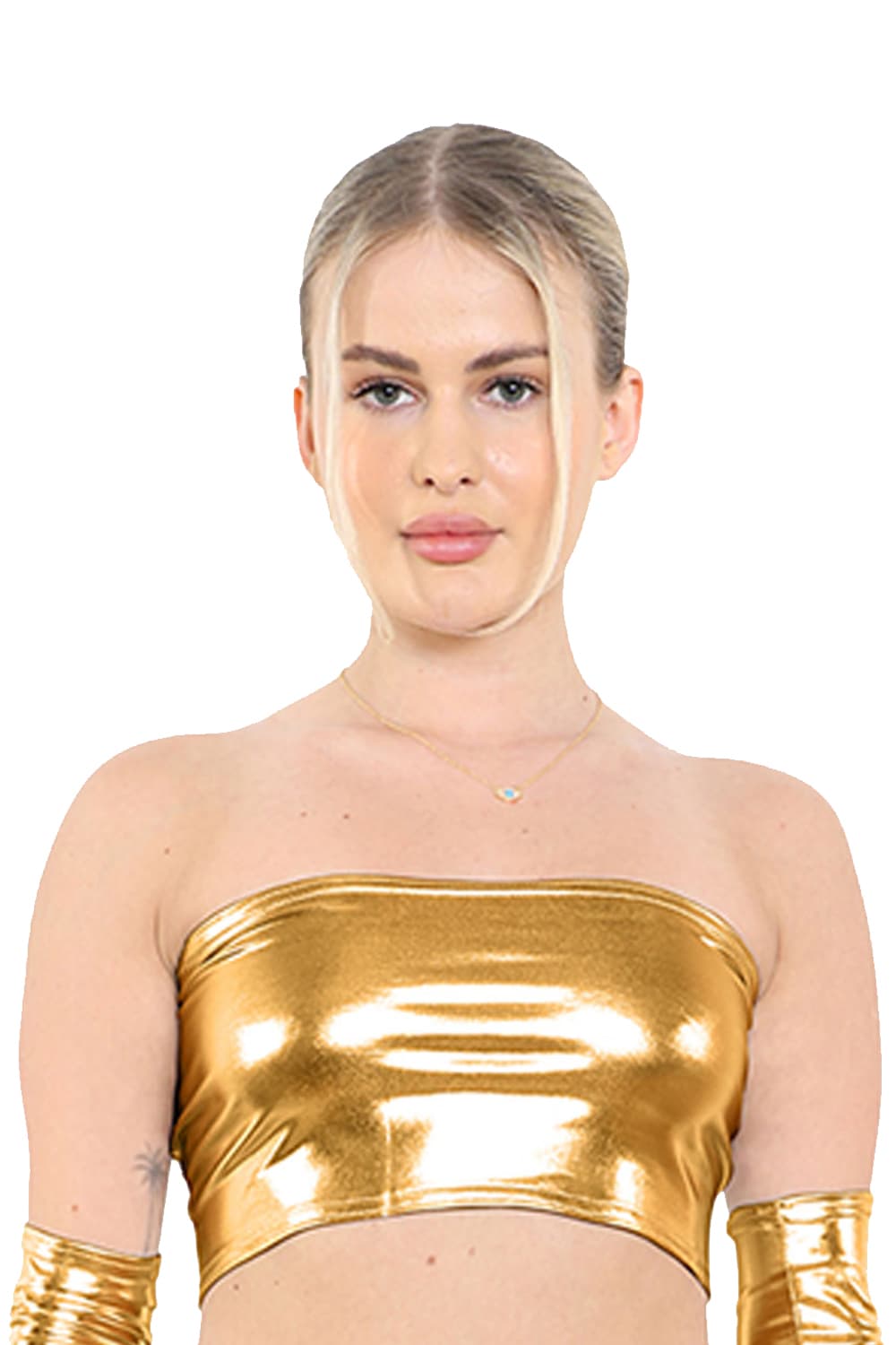 Crazy Chick Adult Gold Shiny Boob Tube