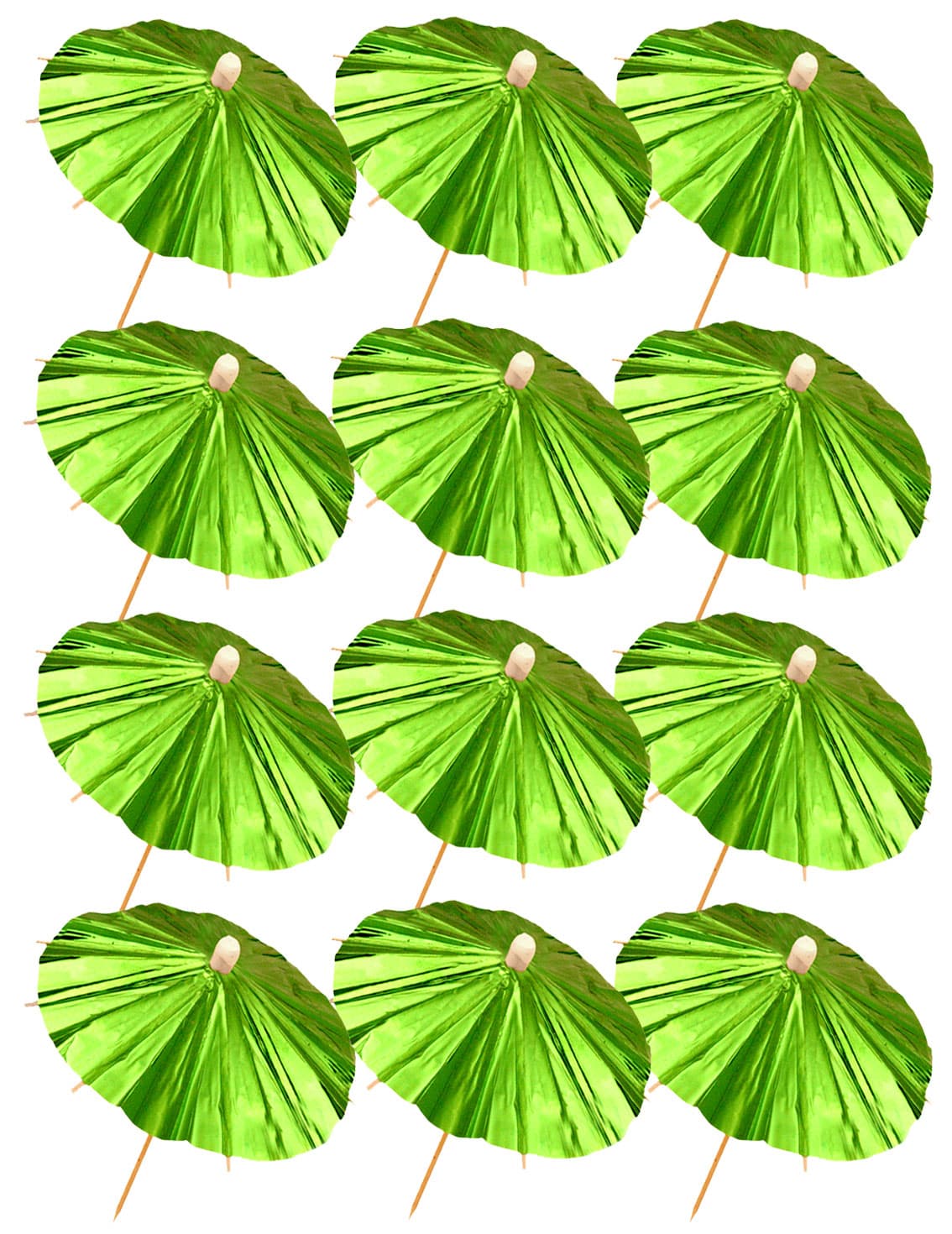 Green Foil Parasol Picks (Pack of 12)