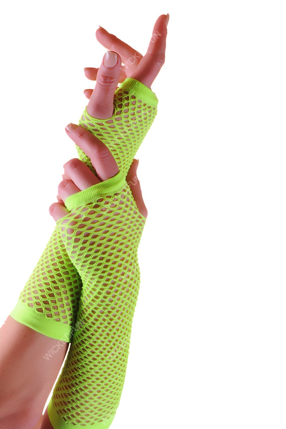 Wickedfun Green Long Fishnet Gloves