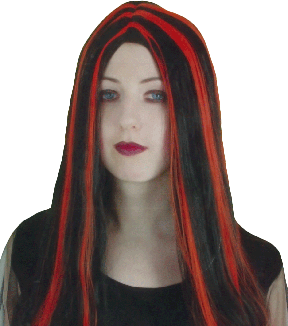 Wickedfun Halloween Witch Wig Red & Black