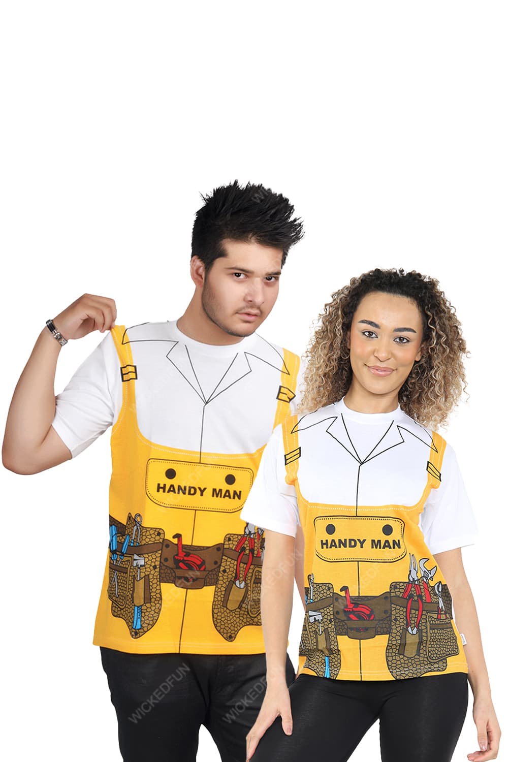 Wickedfun Unisex Handy Man Yellow Printed TShirt