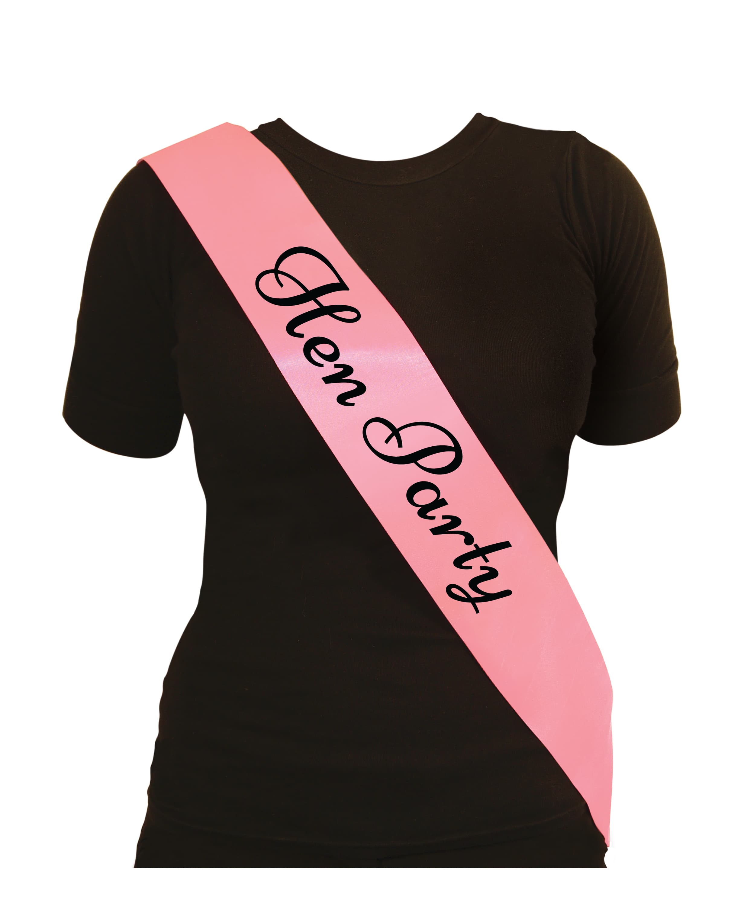 Hen Party Sash Pink W/black Text