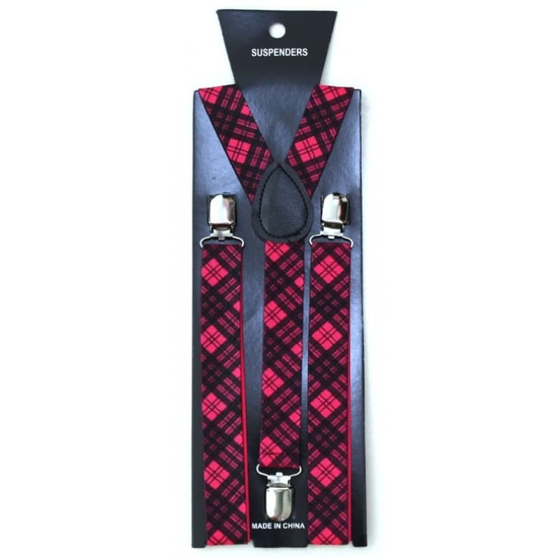 Wickedfun Hot Pink Tartan Braces 2.5 cm