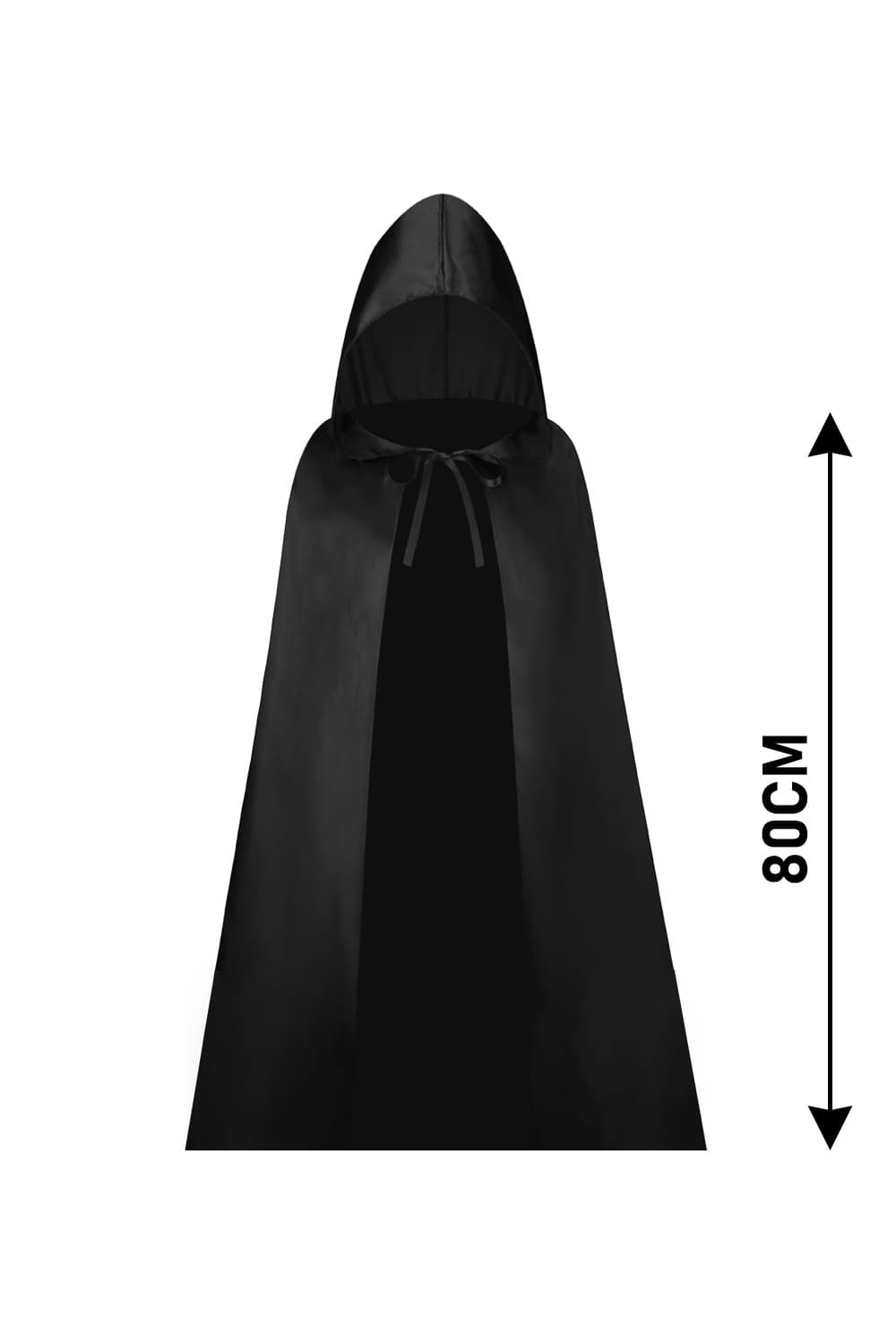 Wickedfun Children's Black Satin Hooded Cape 80cm