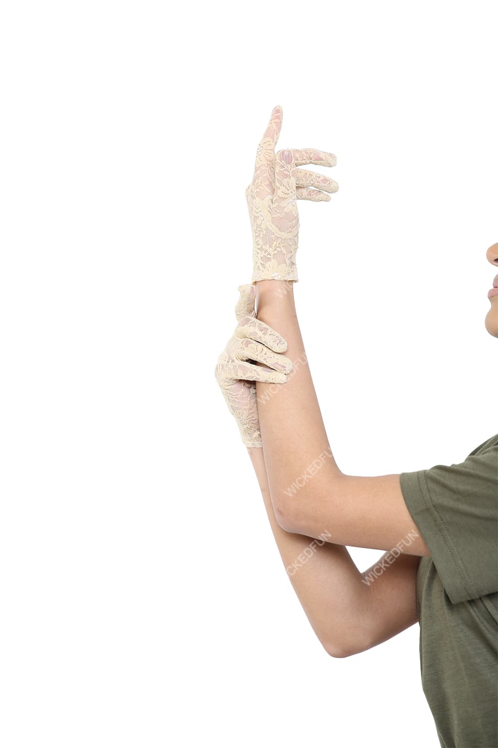 Wickedfun Lace Short Gloves Cream